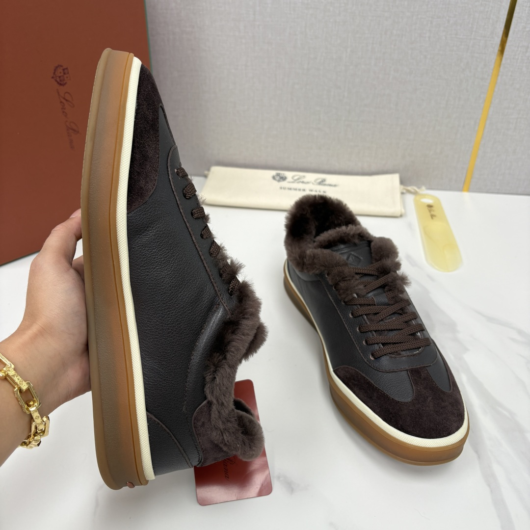 💋💍LP 家新品 LoroPian*/诺悠-翩雅 新款男士德训鞋磨砂皮荔枝纹牛皮板鞋 LP系带秋冬休闲羊