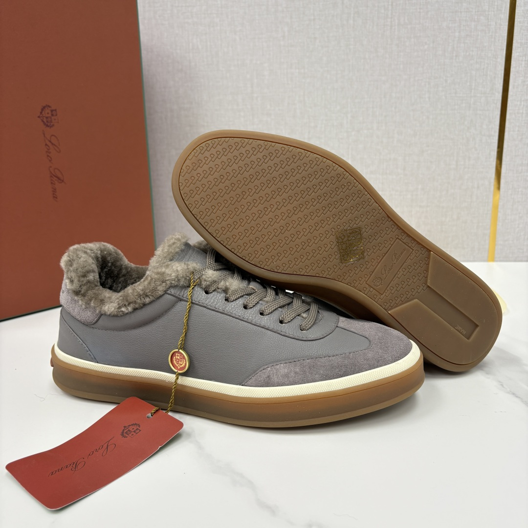 💋💍LP 家新品 LoroPian*/诺悠-翩雅 新款男士德训鞋磨砂皮荔枝纹牛皮板鞋 LP系带秋冬休闲羊