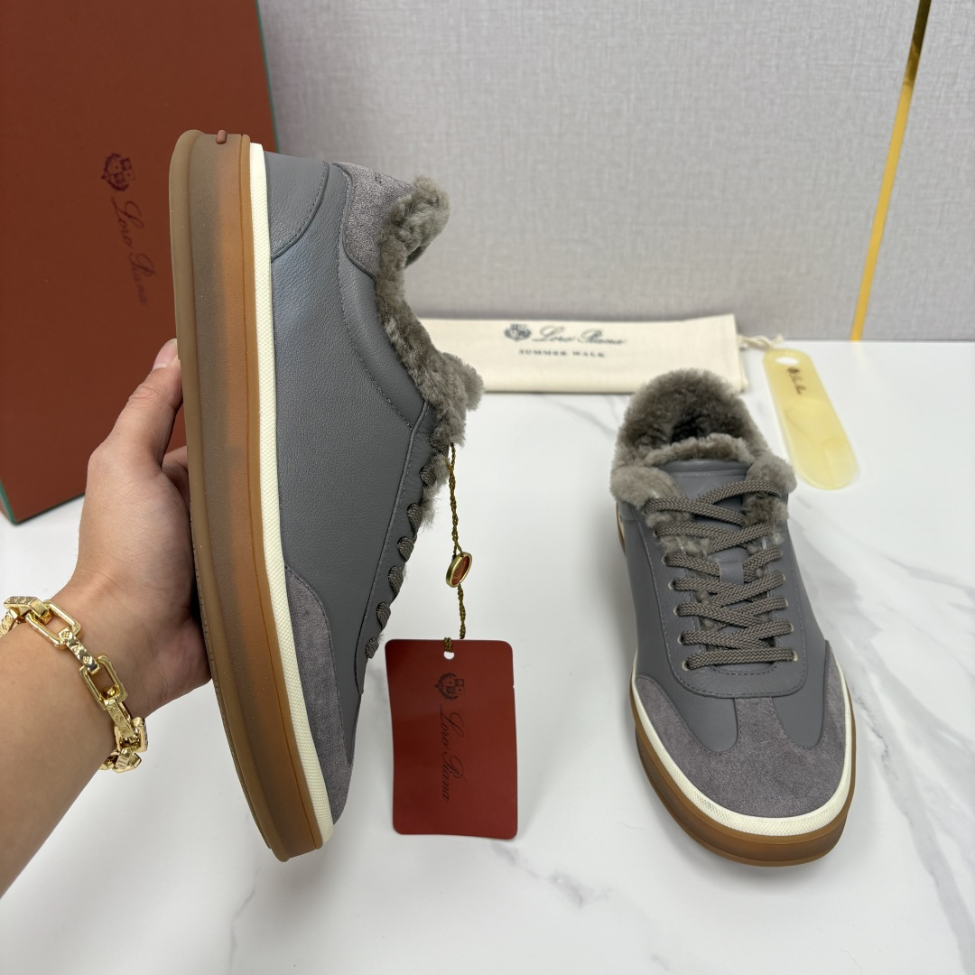 💋💍LP 家新品 LoroPian*/诺悠-翩雅 新款男士德训鞋磨砂皮荔枝纹牛皮板鞋 LP系带秋冬休闲羊