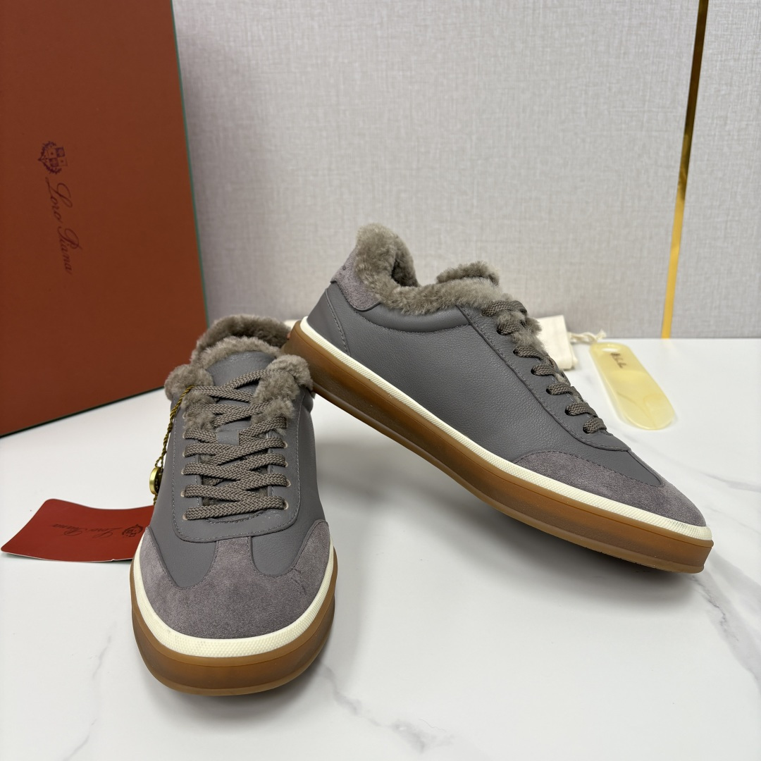 💋💍LP 家新品 LoroPian*/诺悠-翩雅 新款男士德训鞋磨砂皮荔枝纹牛皮板鞋 LP系带秋冬休闲羊