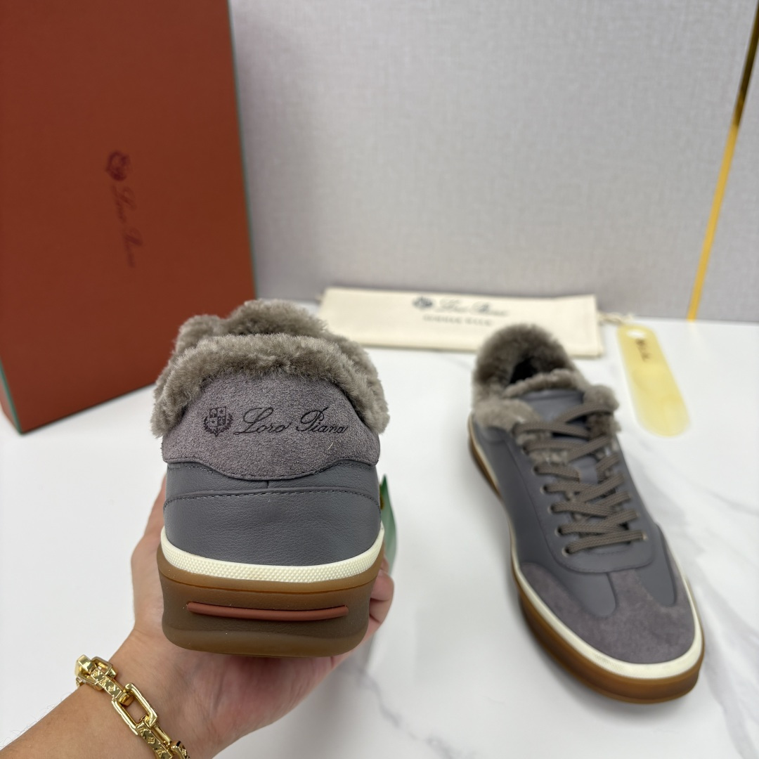 💋💍LP 家新品 LoroPian*/诺悠-翩雅 新款男士德训鞋磨砂皮荔枝纹牛皮板鞋 LP系带秋冬休闲羊