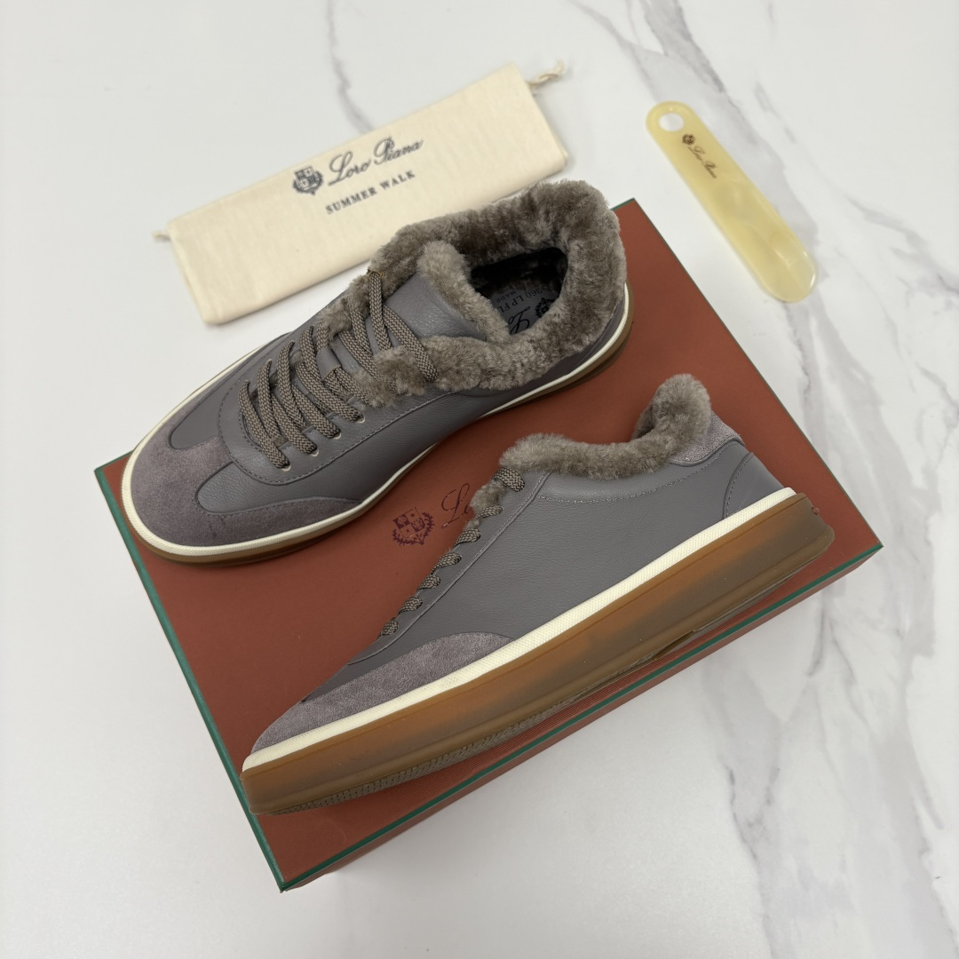 💋💍LP 家新品 LoroPian*/诺悠-翩雅 新款男士德训鞋磨砂皮荔枝纹牛皮板鞋 LP系带秋冬休闲羊