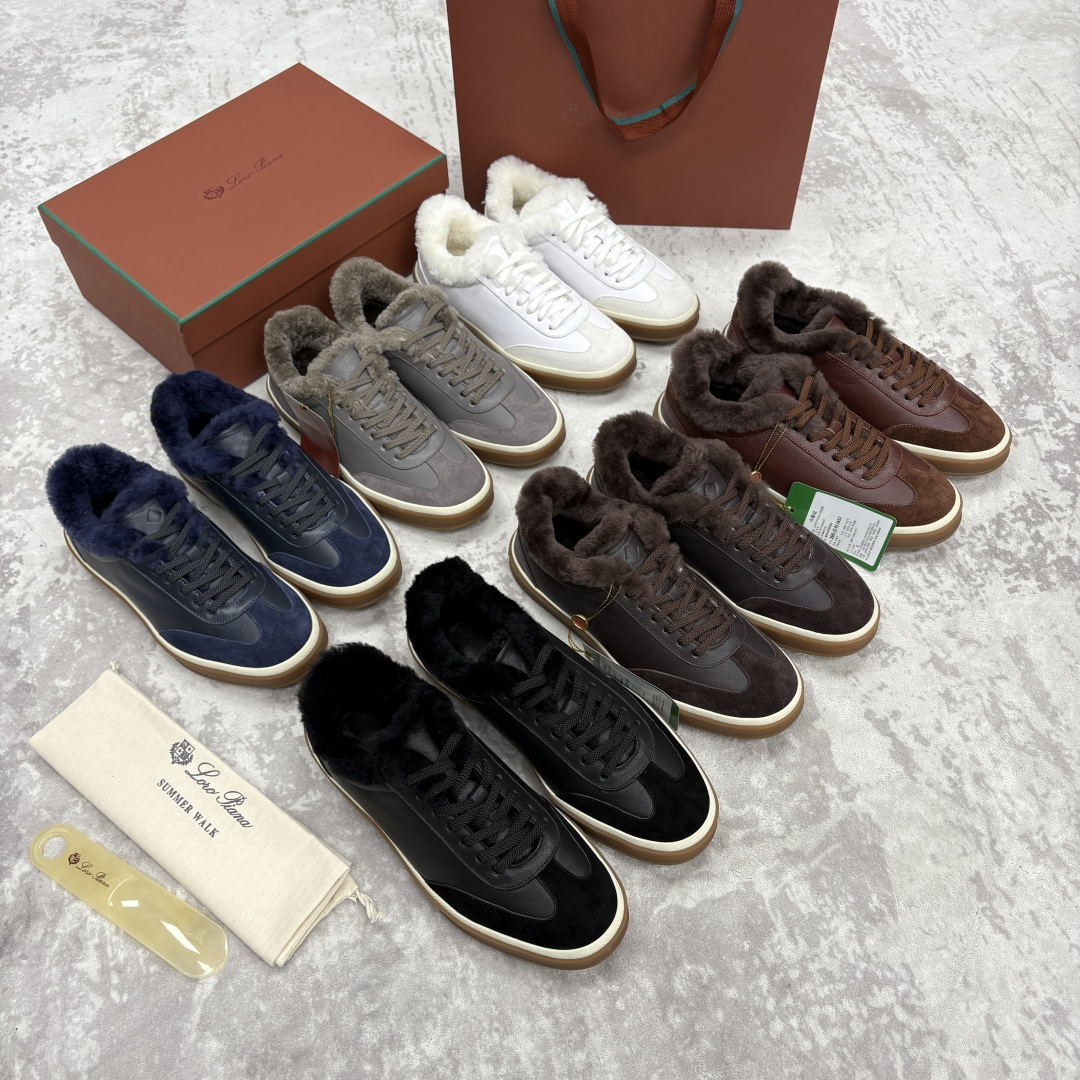 💋💍LP 家新品 LoroPian*/诺悠-翩雅 新款男士德训鞋磨砂皮荔枝纹牛皮板鞋 LP系带秋冬休闲羊