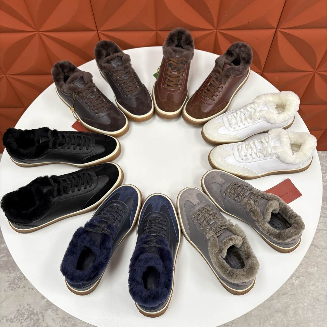 💋💍LP 家新品 LoroPian*/诺悠-翩雅 新款男士德训鞋磨砂皮荔枝纹牛皮板鞋 LP系带秋冬休闲羊