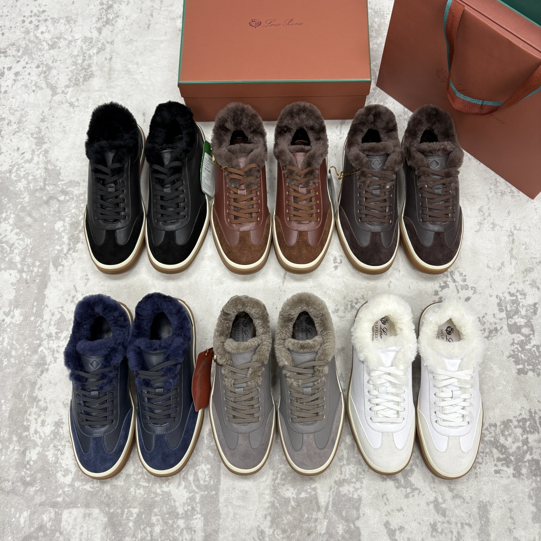 💋💍LP 家新品 LoroPian*/诺悠-翩雅 新款男士德训鞋磨砂皮荔枝纹牛皮板鞋 LP系带秋冬休闲羊