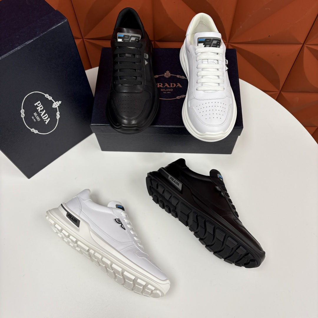 💋💍P 家新品 Prad* 普拉-达 秋季新款男士小牛皮运动鞋出货！ 莞产猛货。机能风休闲鞋 | 豪门贵
