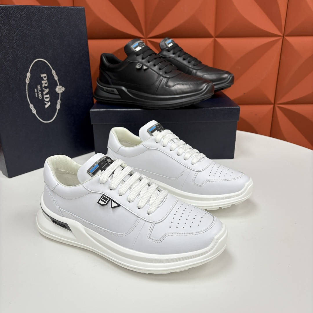 💋💍P 家新品 Prad* 普拉-达 秋季新款男士小牛皮运动鞋出货！ 莞产猛货。机能风休闲鞋 | 豪门贵