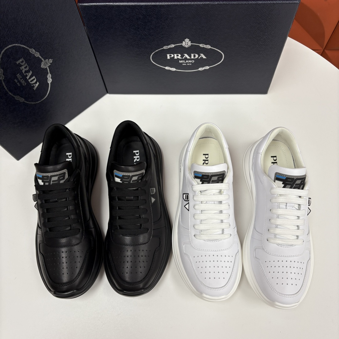 💋💍P 家新品 Prad* 普拉-达 秋季新款男士小牛皮运动鞋出货！ 莞产猛货。机能风休闲鞋 | 豪门贵
