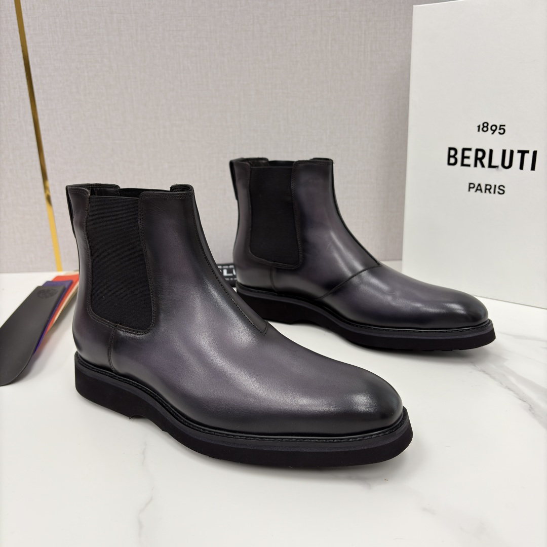 💋💍Berlut* 布鲁提新品 官方 230.00， Alessio venezia 男士小牛皮切尔西皮