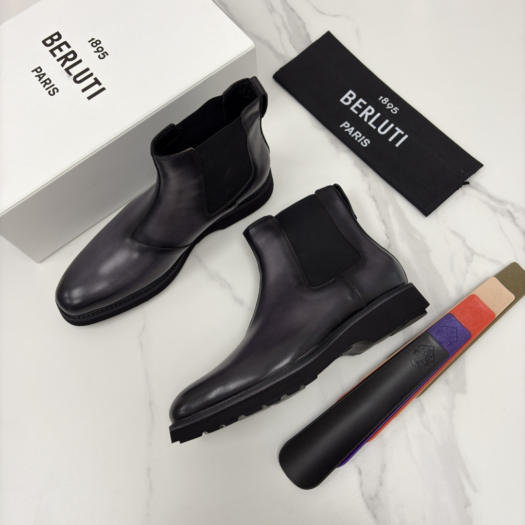 💋💍Berlut* 布鲁提新品 官方 230.00， Alessio venezia 男士小牛皮切尔西皮