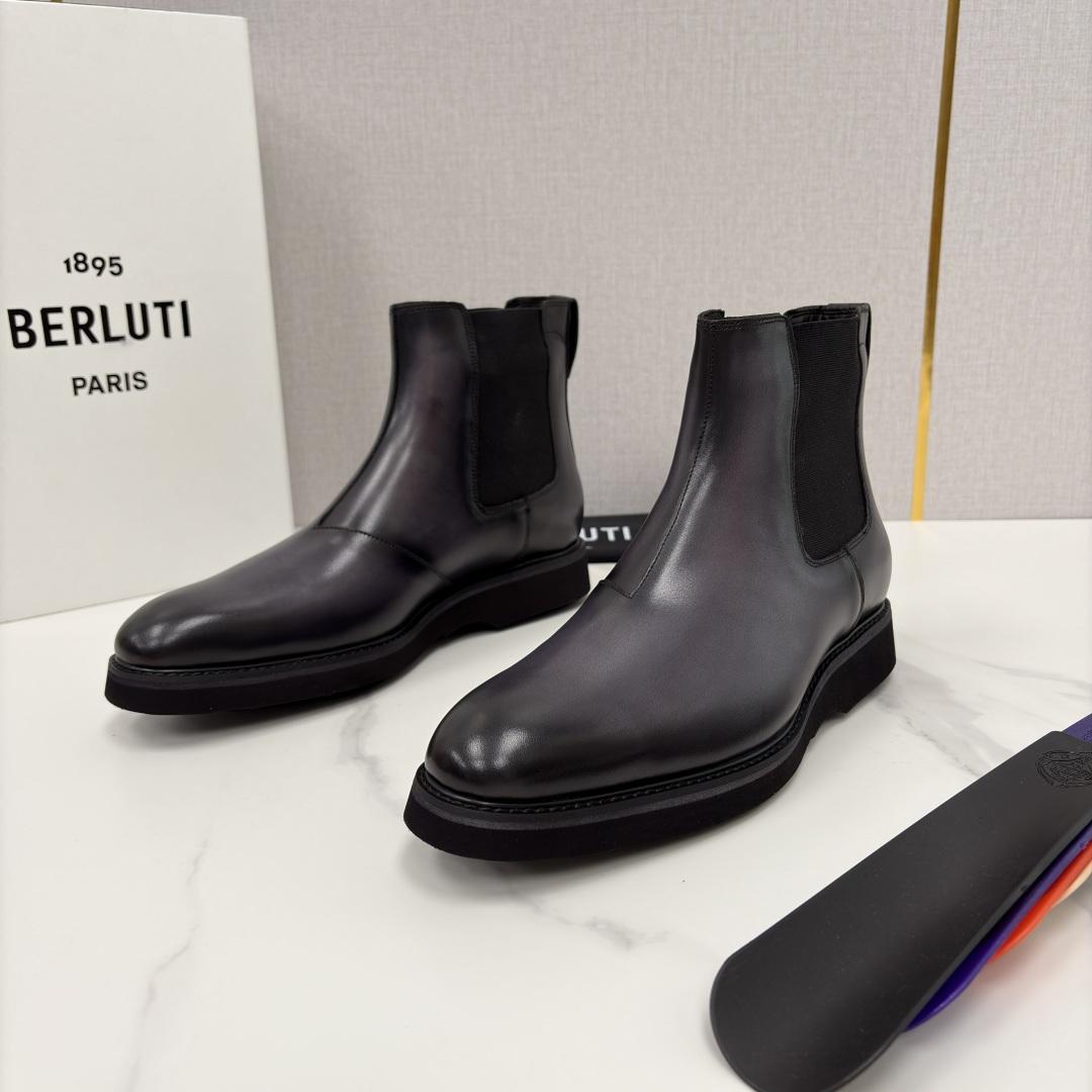 💋💍Berlut* 布鲁提新品 官方 230.00， Alessio venezia 男士小牛皮切尔西皮