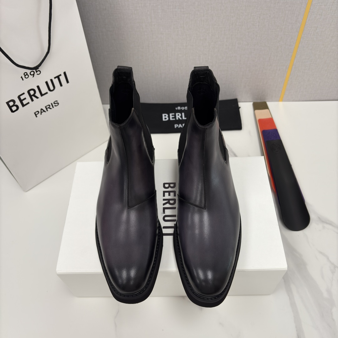 💋💍Berlut* 布鲁提新品 官方 230.00， Alessio venezia 男士小牛皮切尔西皮