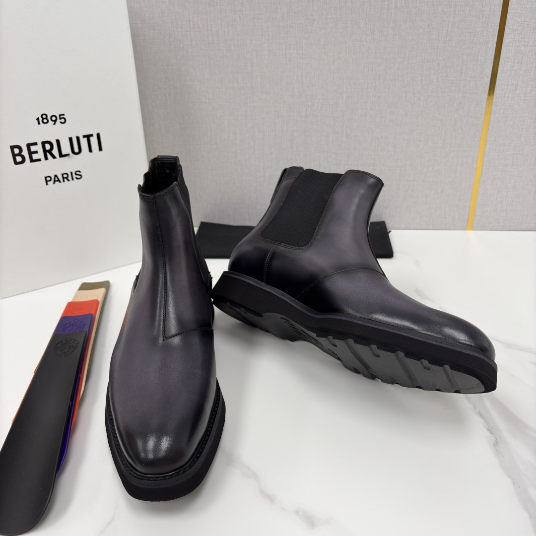 💋💍Berlut* 布鲁提新品 官方 230.00， Alessio venezia 男士小牛皮切尔西皮