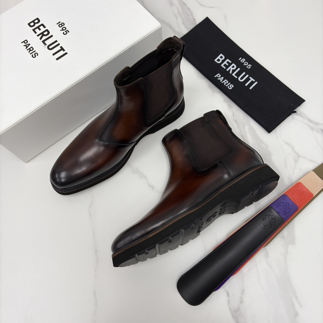 💋💍Berlut* 布鲁提新品 官方 230.00， Alessio venezia 男士小牛皮切尔西皮