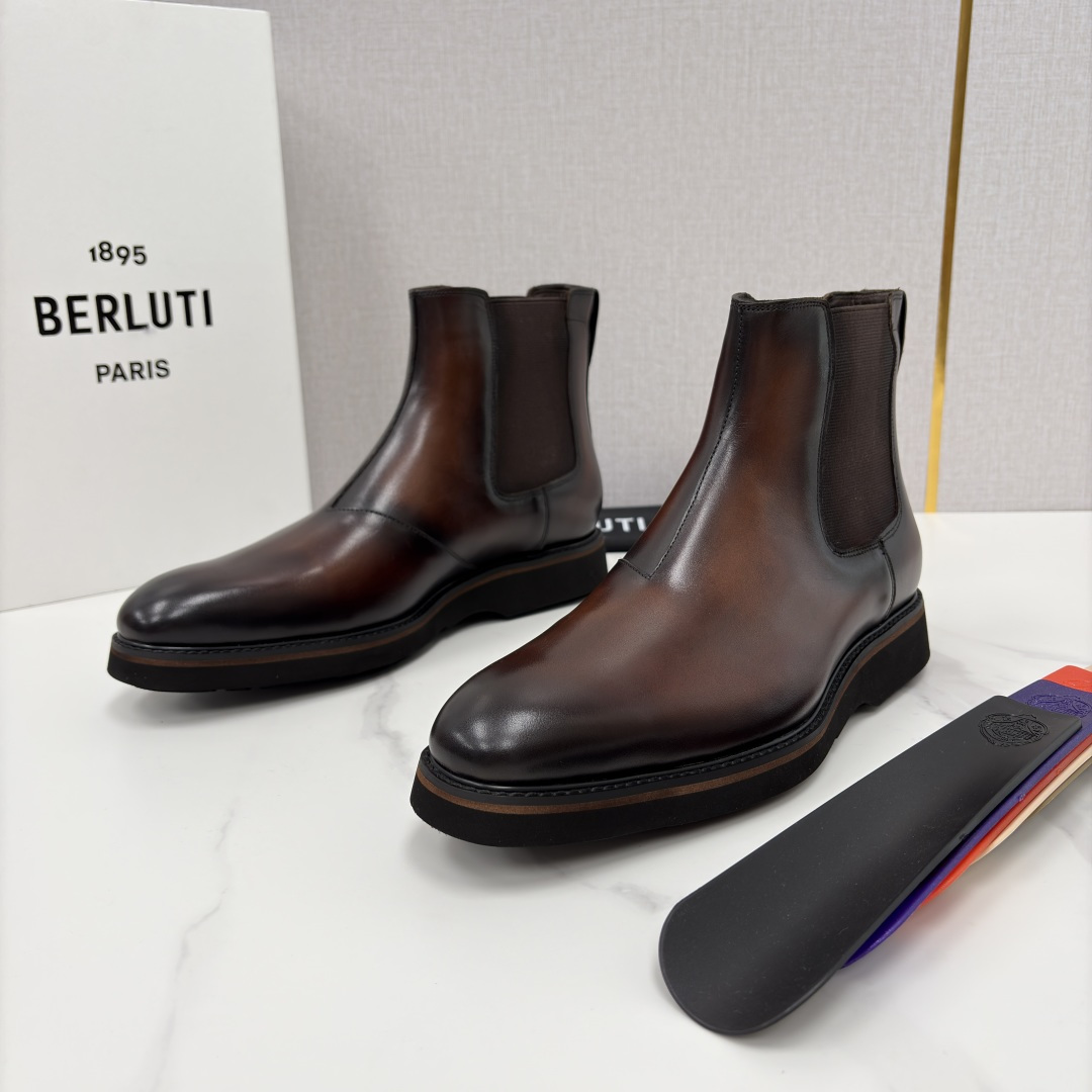 💋💍Berlut* 布鲁提新品 官方 230.00， Alessio venezia 男士小牛皮切尔西皮