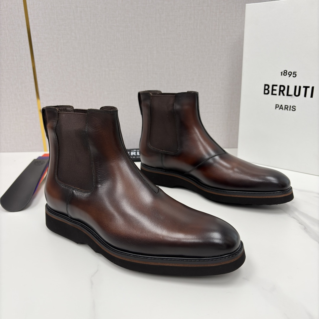 💋💍Berlut* 布鲁提新品 官方 230.00， Alessio venezia 男士小牛皮切尔西皮