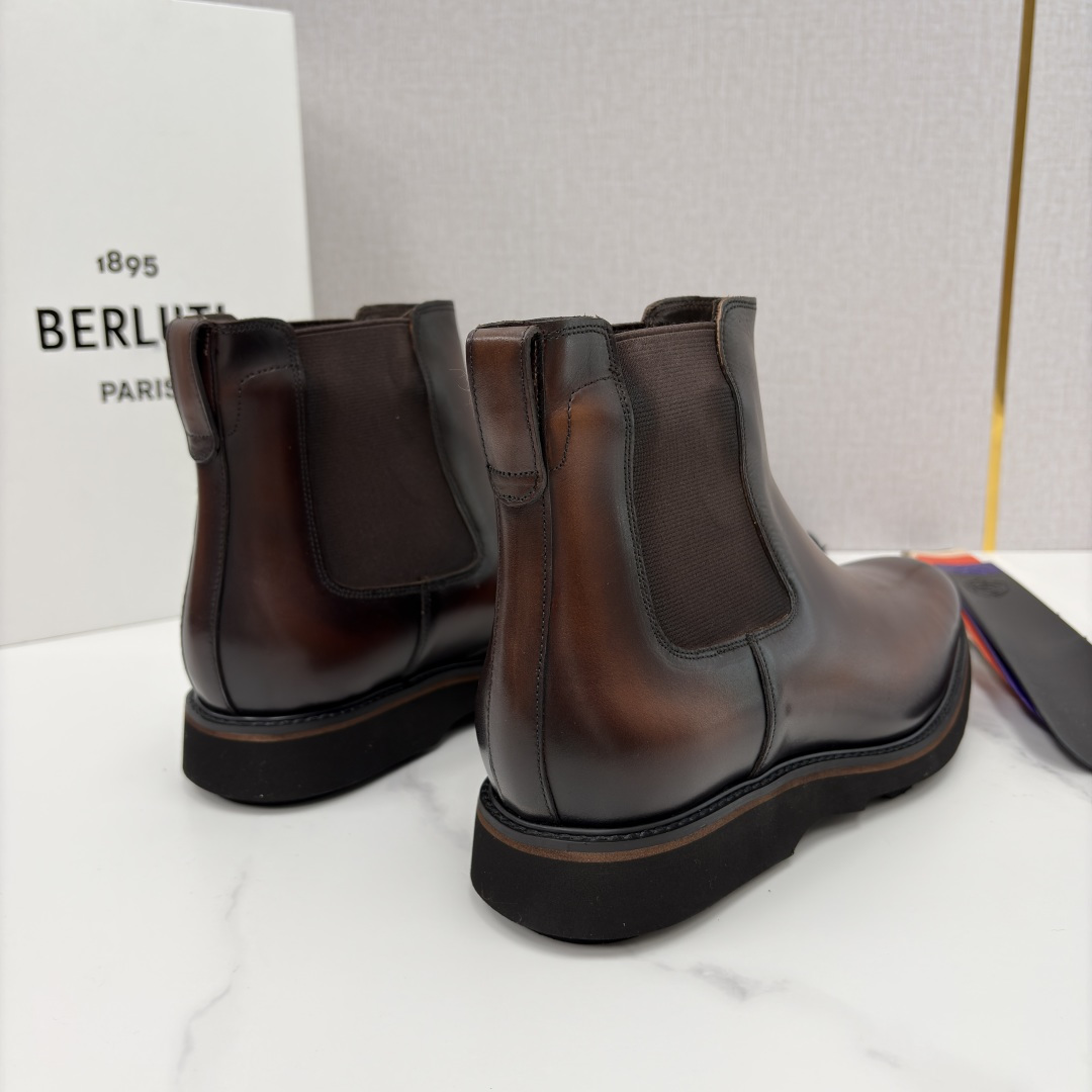 💋💍Berlut* 布鲁提新品 官方 230.00， Alessio venezia 男士小牛皮切尔西皮