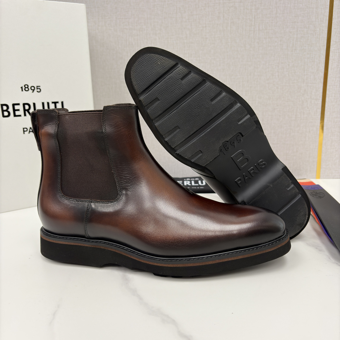 💋💍Berlut* 布鲁提新品 官方 230.00， Alessio venezia 男士小牛皮切尔西皮