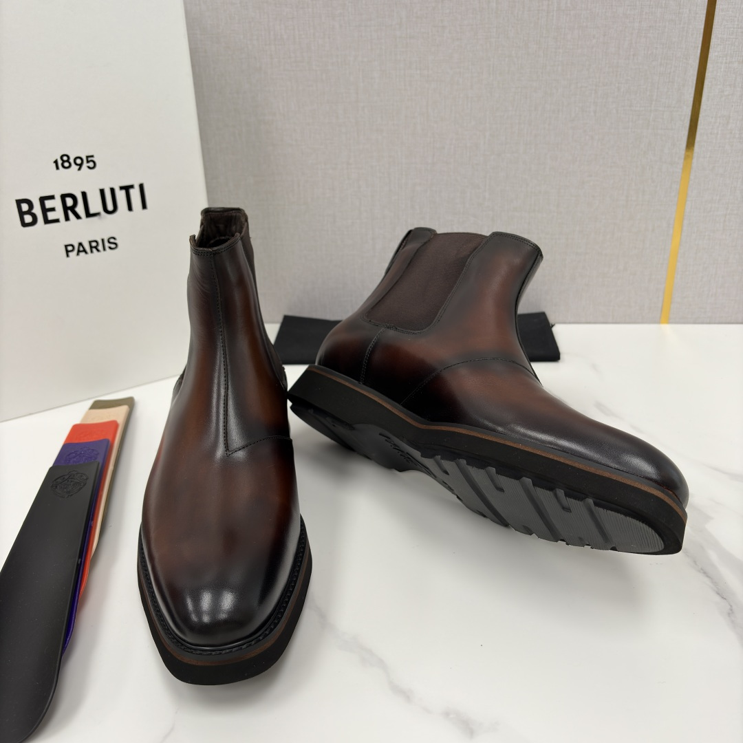 💋💍Berlut* 布鲁提新品 官方 230.00， Alessio venezia 男士小牛皮切尔西皮