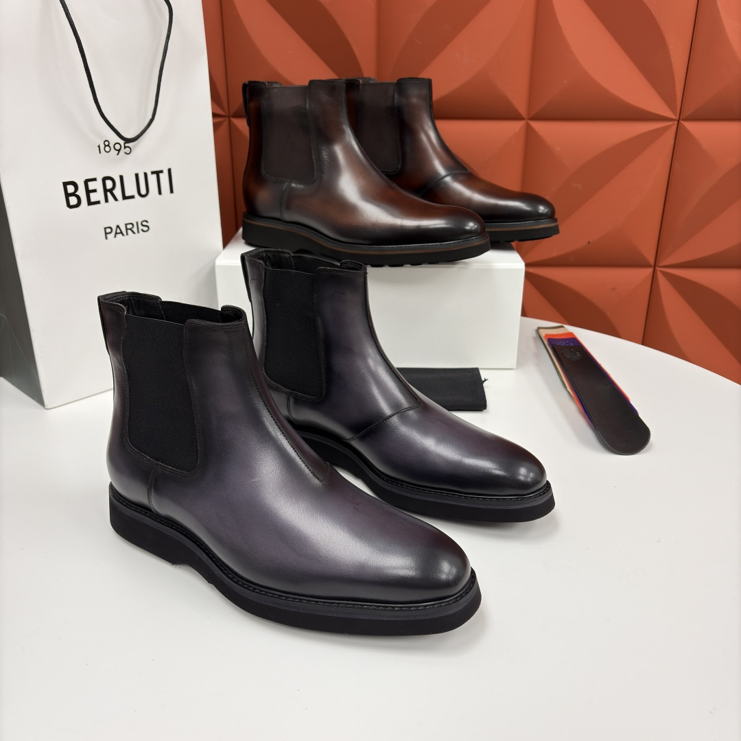 💋💍Berlut* 布鲁提新品 官方 230.00， Alessio venezia 男士小牛皮切尔西皮