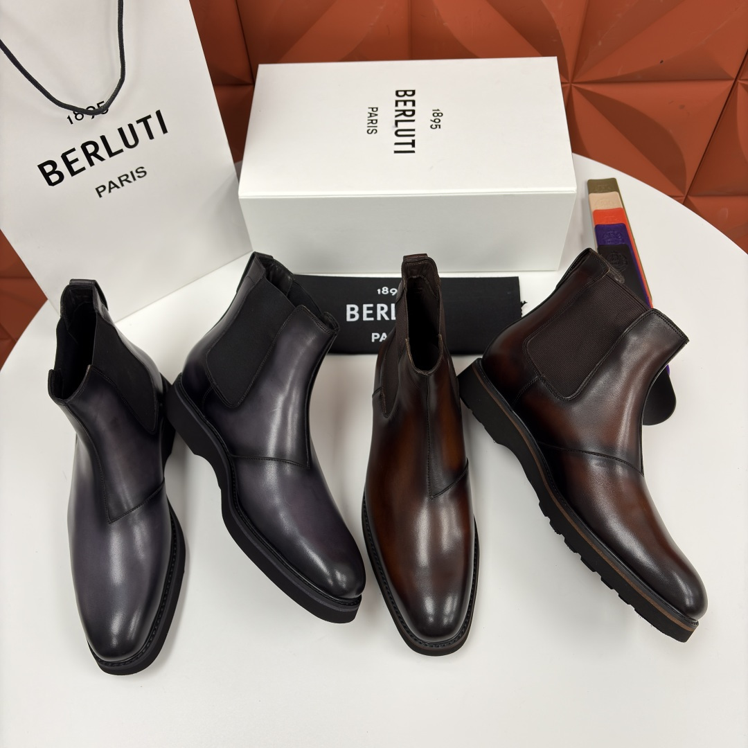 💋💍Berlut* 布鲁提新品 官方 230.00， Alessio venezia 男士小牛皮切尔西皮