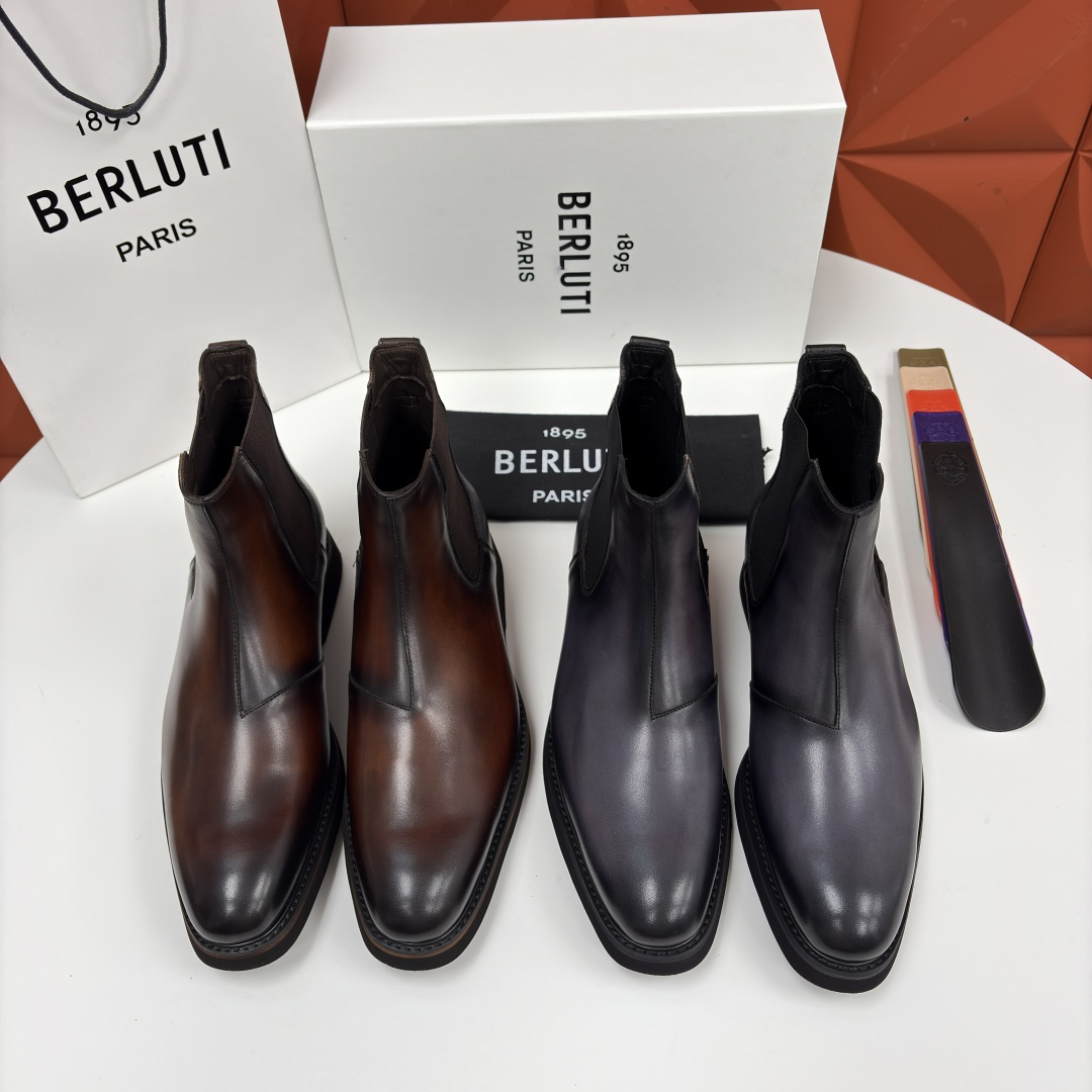 💋💍Berlut* 布鲁提新品 官方 230.00， Alessio venezia 男士小牛皮切尔西皮