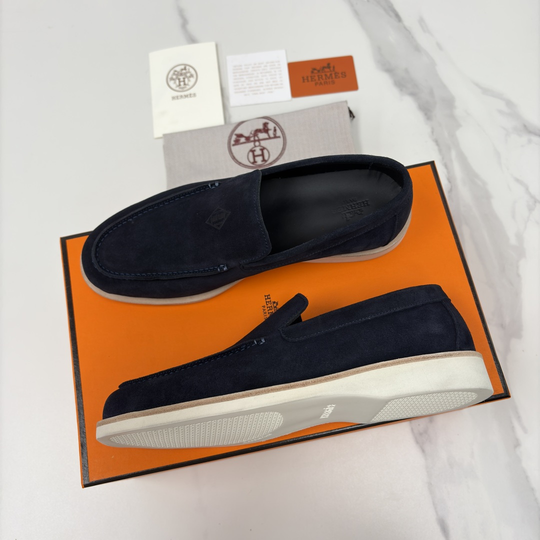 💋💍H家新品 Hermè* 爱马-仕 Low 绒面牛皮乐福鞋 官方 9,250 甄选进口反牛皮材质打造 