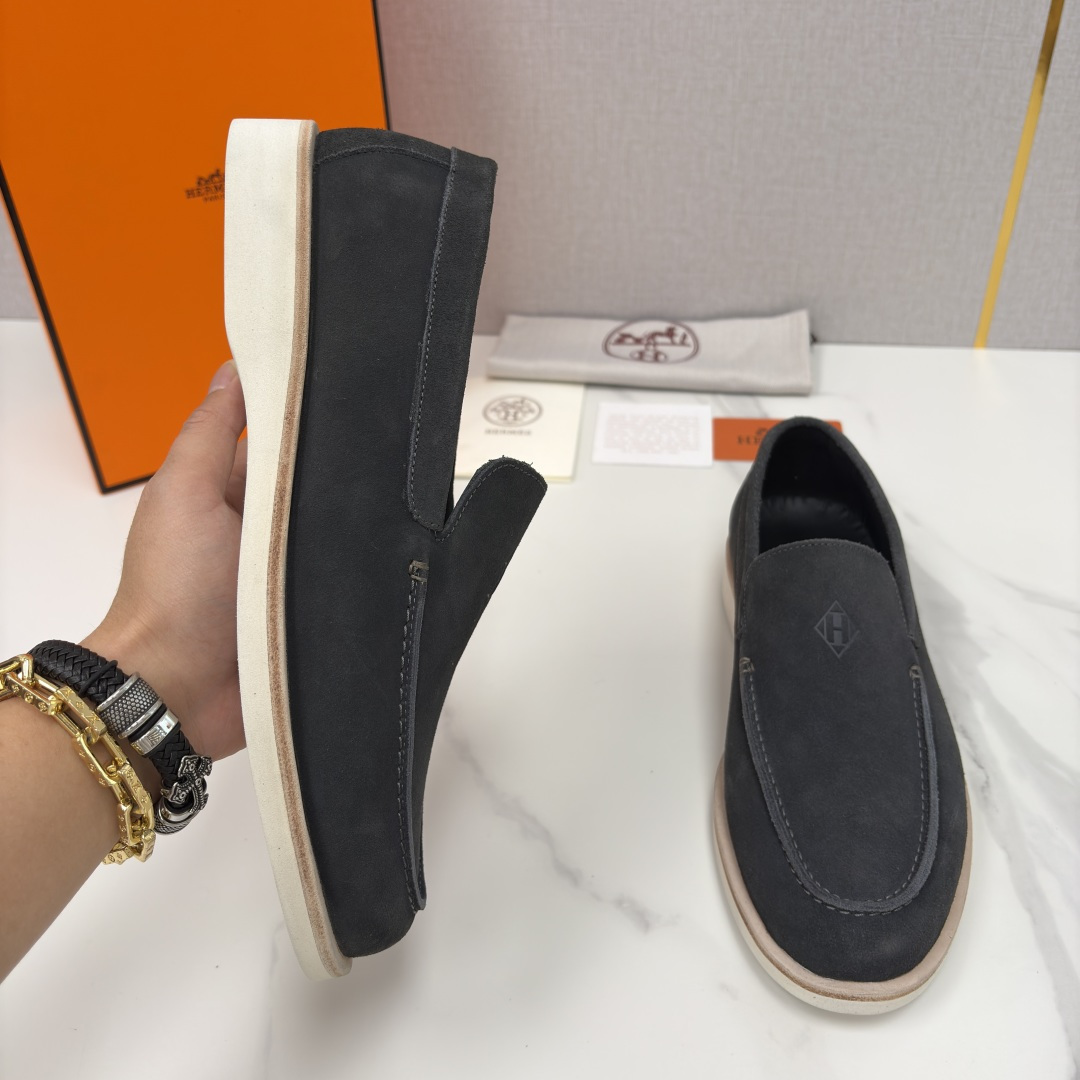 💋💍H家新品 Hermè* 爱马-仕 Low 绒面牛皮乐福鞋 官方 9,250 甄选进口反牛皮材质打造 