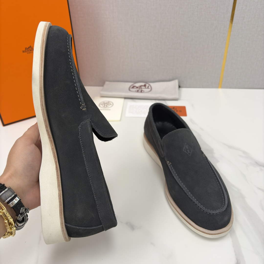 💋💍H家新品 Hermè* 爱马-仕 Low 绒面牛皮乐福鞋 官方 9,250 甄选进口反牛皮材质打造 