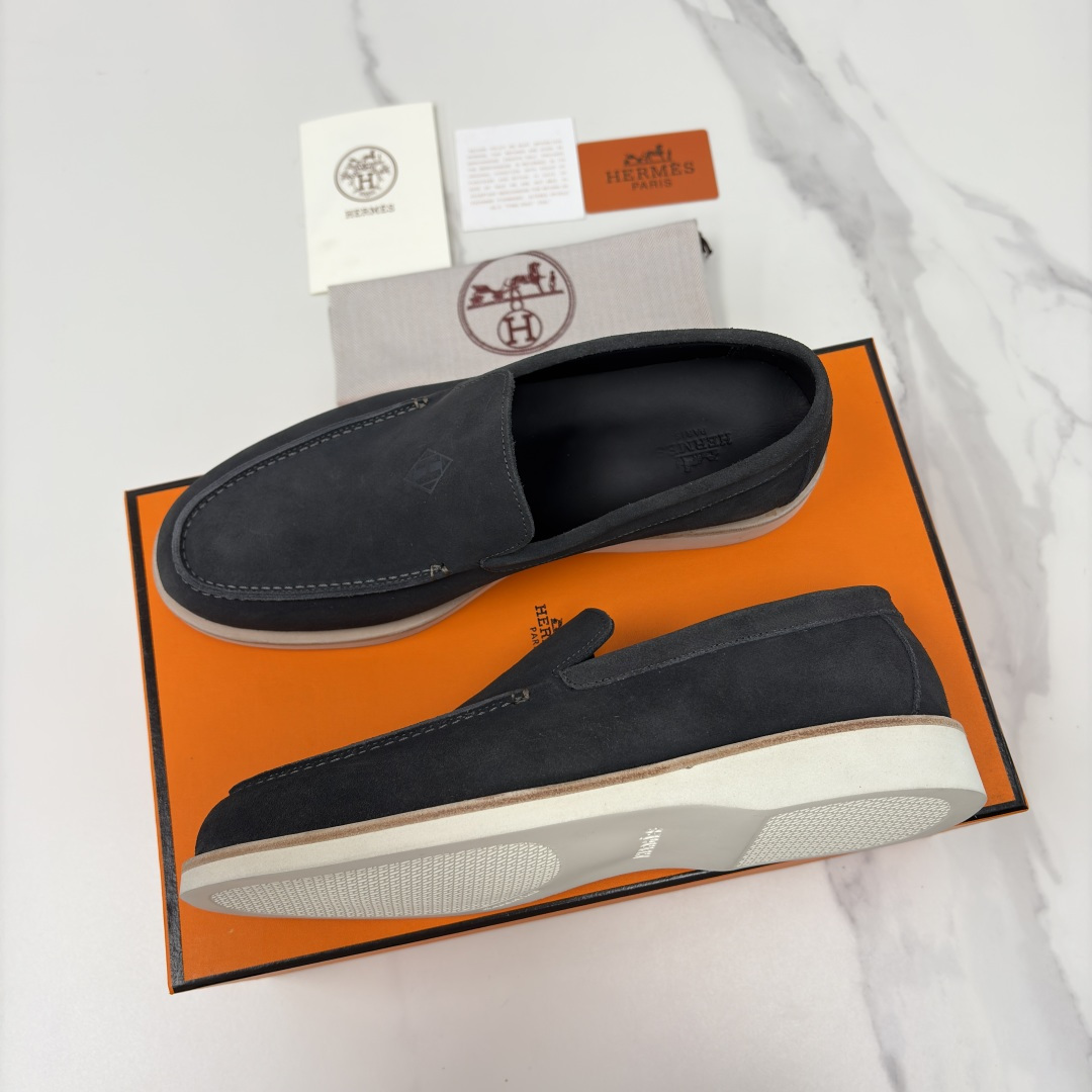 💋💍H家新品 Hermè* 爱马-仕 Low 绒面牛皮乐福鞋 官方 9,250 甄选进口反牛皮材质打造 