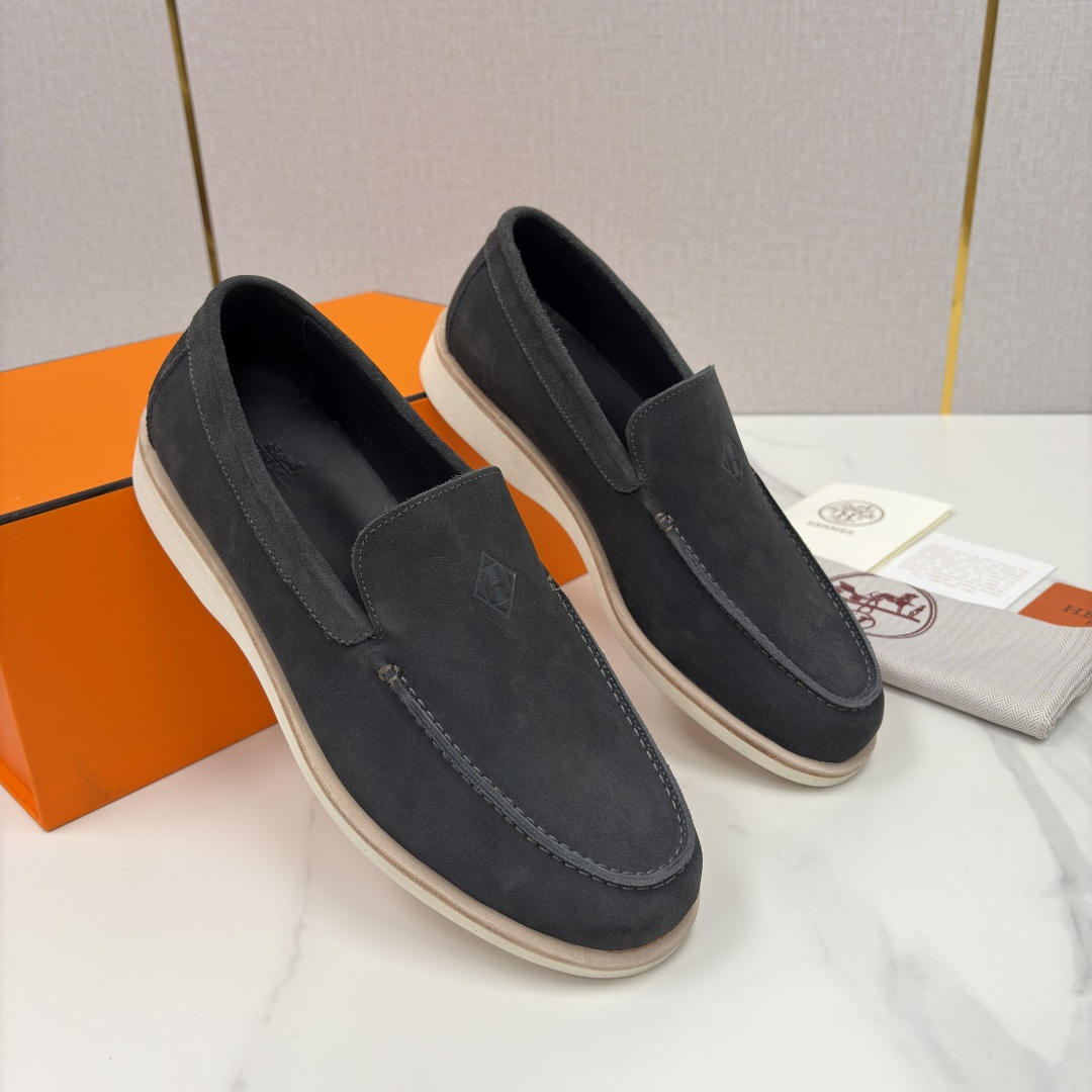 💋💍H家新品 Hermè* 爱马-仕 Low 绒面牛皮乐福鞋 官方 9,250 甄选进口反牛皮材质打造 