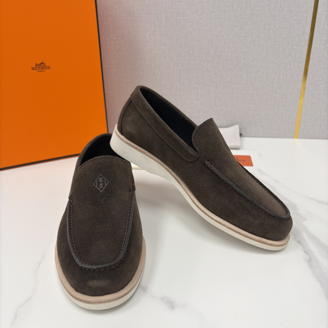 💋💍H家新品 Hermè* 爱马-仕 Low 绒面牛皮乐福鞋 官方 9,250 甄选进口反牛皮材质打造 