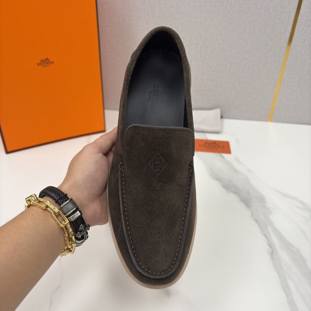 💋💍H家新品 Hermè* 爱马-仕 Low 绒面牛皮乐福鞋 官方 9,250 甄选进口反牛皮材质打造 