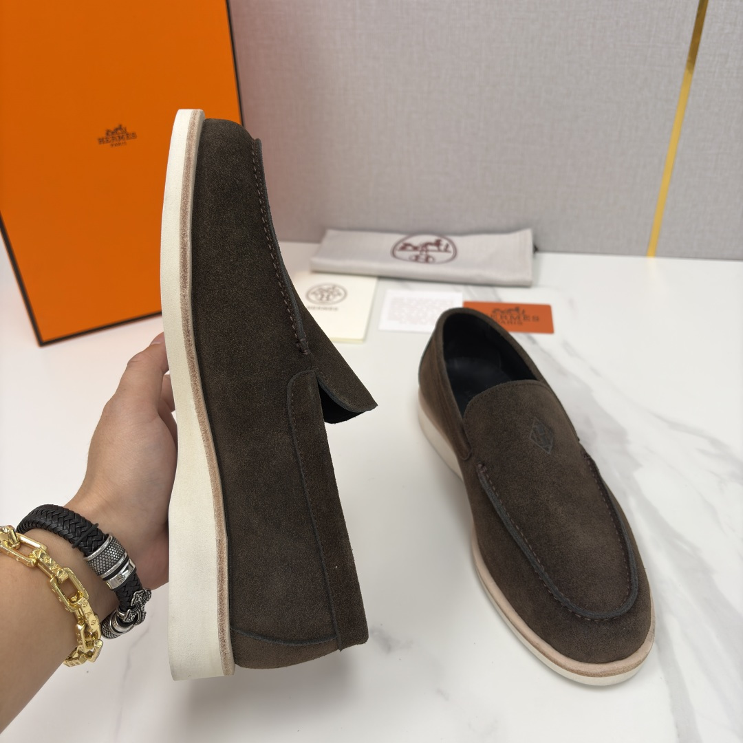 💋💍H家新品 Hermè* 爱马-仕 Low 绒面牛皮乐福鞋 官方 9,250 甄选进口反牛皮材质打造 