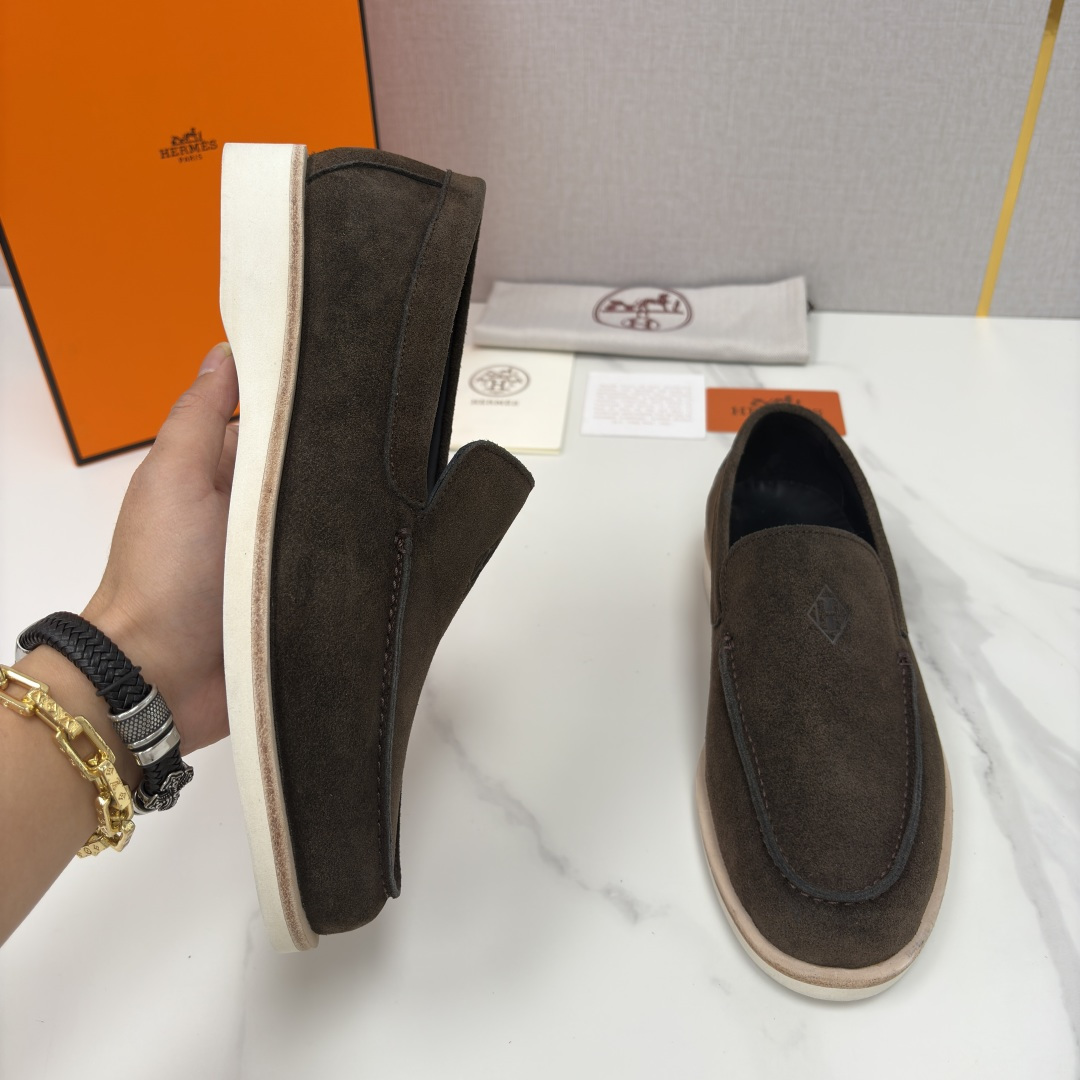 💋💍H家新品 Hermè* 爱马-仕 Low 绒面牛皮乐福鞋 官方 9,250 甄选进口反牛皮材质打造 