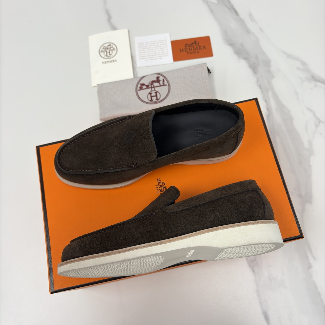 💋💍H家新品 Hermè* 爱马-仕 Low 绒面牛皮乐福鞋 官方 9,250 甄选进口反牛皮材质打造 
