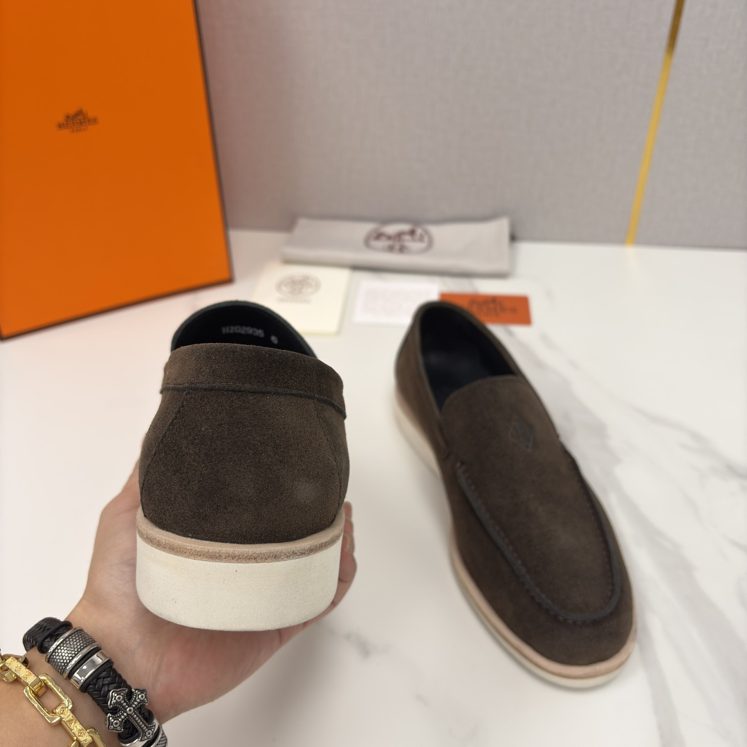 💋💍H家新品 Hermè* 爱马-仕 Low 绒面牛皮乐福鞋 官方 9,250 甄选进口反牛皮材质打造 