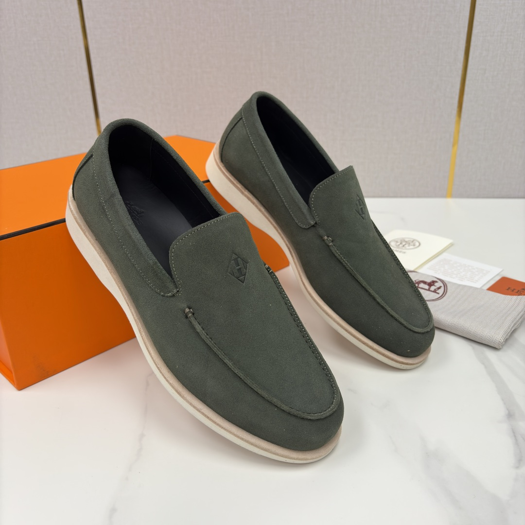 💋💍H家新品 Hermè* 爱马-仕 Low 绒面牛皮乐福鞋 官方 9,250 甄选进口反牛皮材质打造 