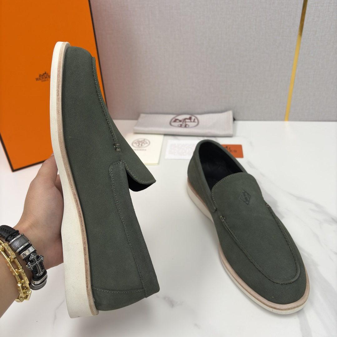 💋💍H家新品 Hermè* 爱马-仕 Low 绒面牛皮乐福鞋 官方 9,250 甄选进口反牛皮材质打造 