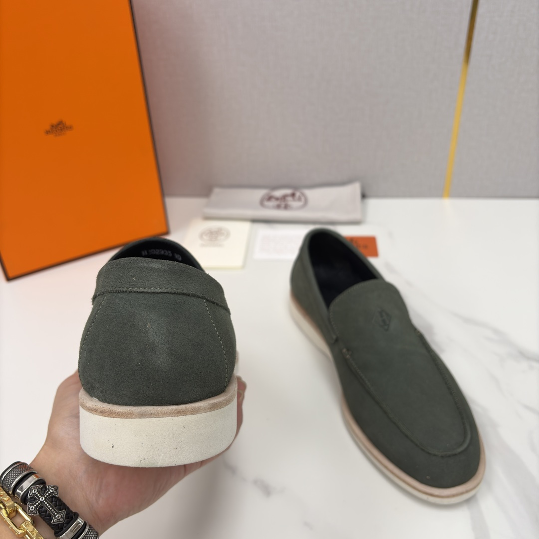 💋💍H家新品 Hermè* 爱马-仕 Low 绒面牛皮乐福鞋 官方 9,250 甄选进口反牛皮材质打造 