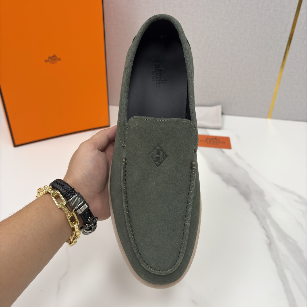 💋💍H家新品 Hermè* 爱马-仕 Low 绒面牛皮乐福鞋 官方 9,250 甄选进口反牛皮材质打造 