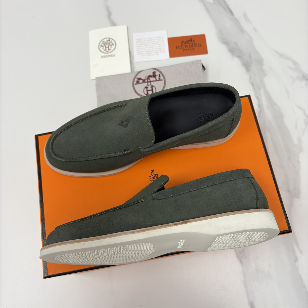 💋💍H家新品 Hermè* 爱马-仕 Low 绒面牛皮乐福鞋 官方 9,250 甄选进口反牛皮材质打造 
