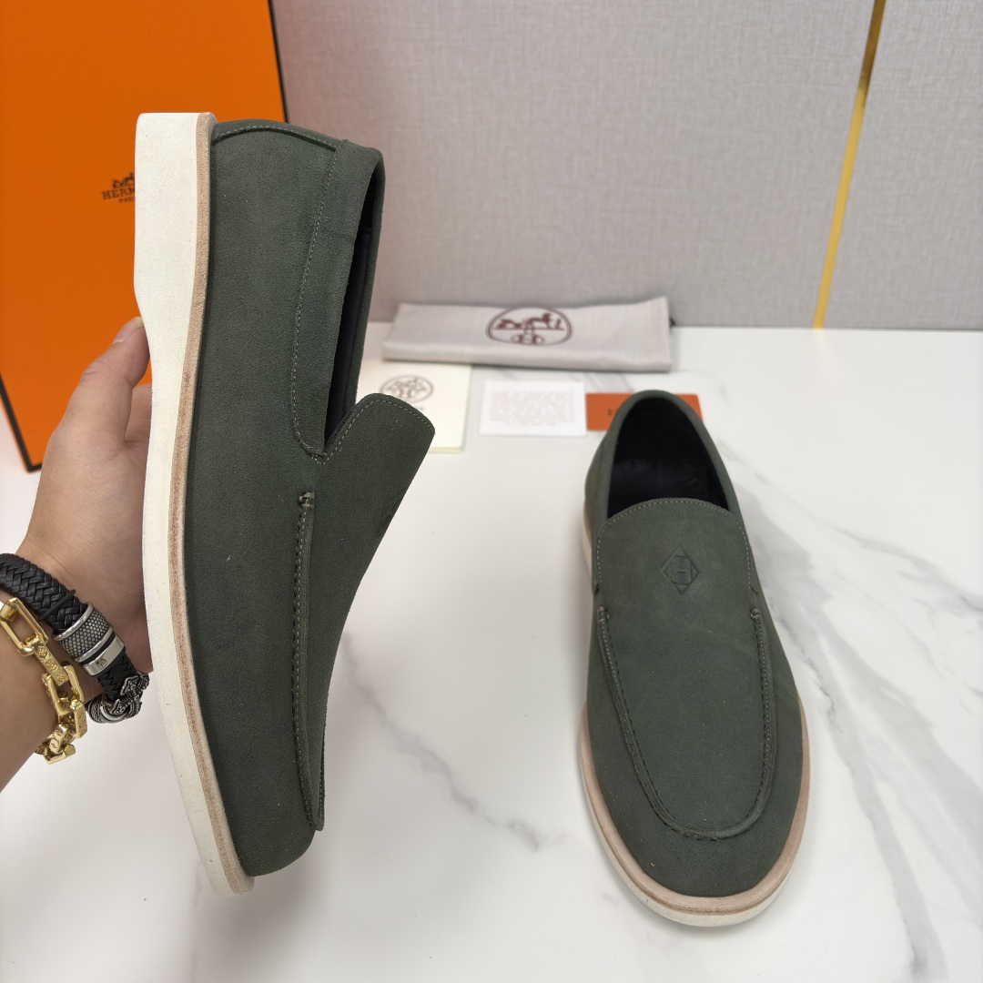 💋💍H家新品 Hermè* 爱马-仕 Low 绒面牛皮乐福鞋 官方 9,250 甄选进口反牛皮材质打造 