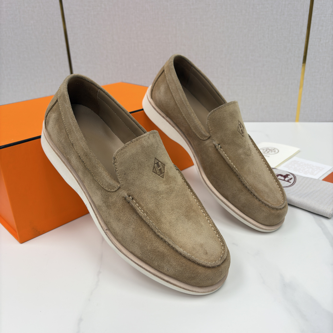 💋💍H家新品 Hermè* 爱马-仕 Low 绒面牛皮乐福鞋 官方 9,250 甄选进口反牛皮材质打造 