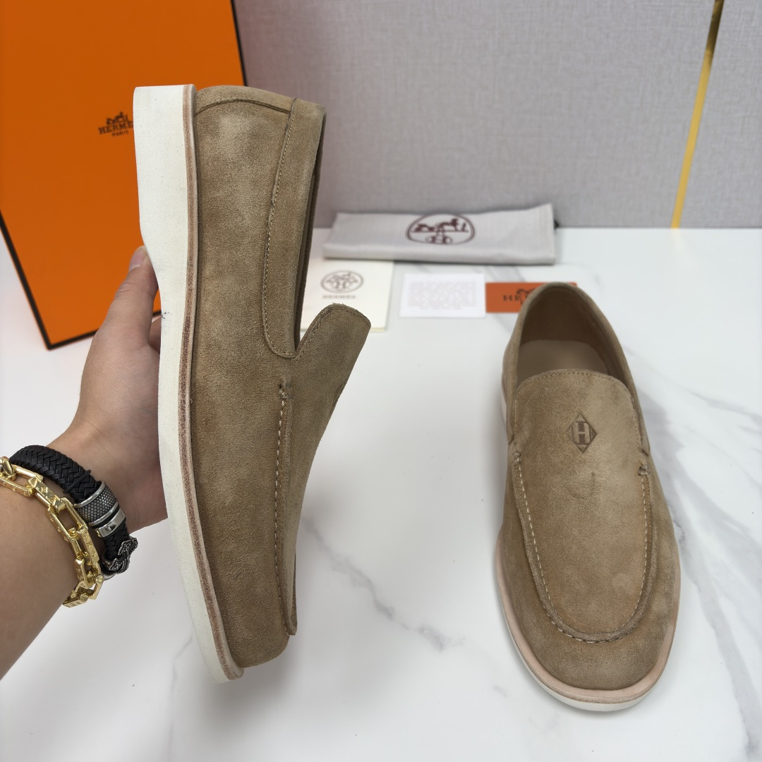 💋💍H家新品 Hermè* 爱马-仕 Low 绒面牛皮乐福鞋 官方 9,250 甄选进口反牛皮材质打造 