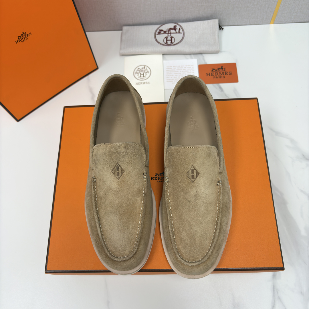 💋💍H家新品 Hermè* 爱马-仕 Low 绒面牛皮乐福鞋 官方 9,250 甄选进口反牛皮材质打造 
