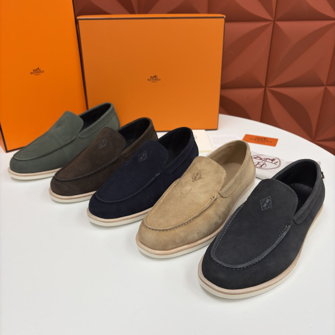 💋💍H家新品 Hermè* 爱马-仕 Low 绒面牛皮乐福鞋 官方 9,250 甄选进口反牛皮材质打造 