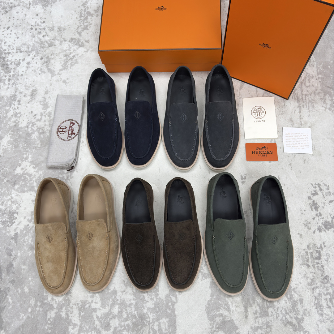 💋💍H家新品 Hermè* 爱马-仕 Low 绒面牛皮乐福鞋 官方 9,250 甄选进口反牛皮材质打造 