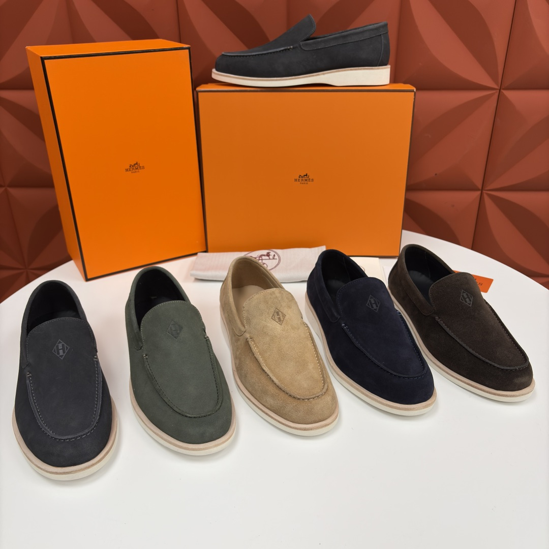 💋💍H家新品 Hermè* 爱马-仕 Low 绒面牛皮乐福鞋 官方 9,250 甄选进口反牛皮材质打造 