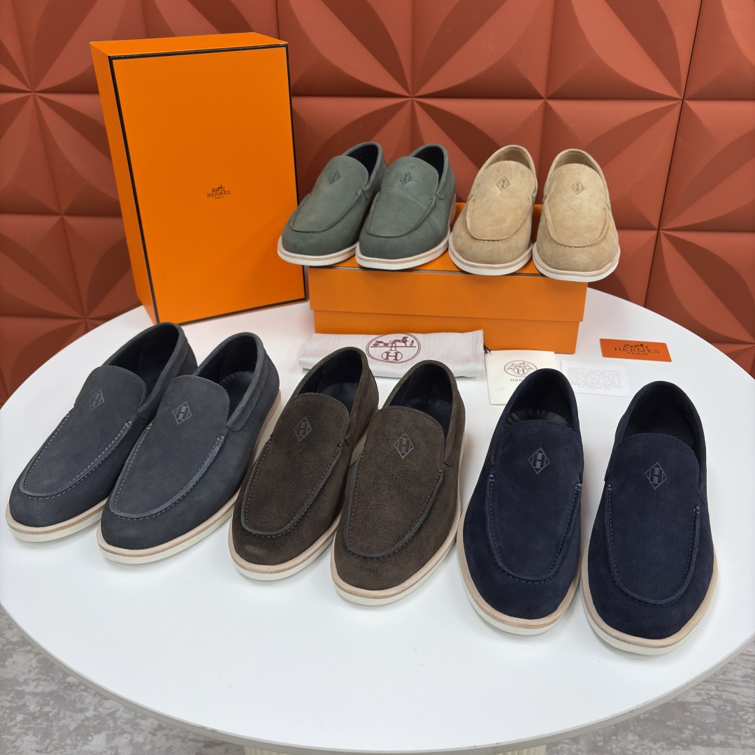 💋💍H家新品 Hermè* 爱马-仕 Low 绒面牛皮乐福鞋 官方 9,250 甄选进口反牛皮材质打造 